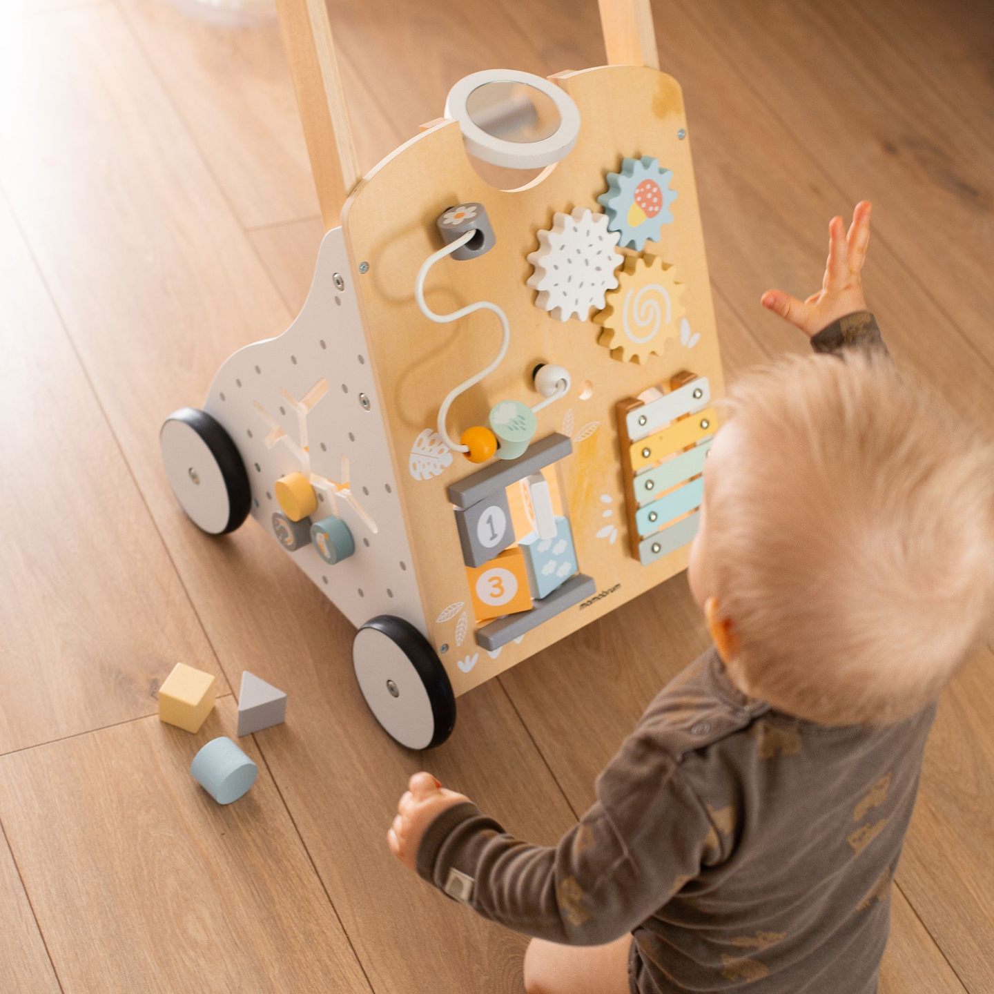 Εκπαιδευτικός ξύλινος περιπατητής 8in1 / σπρώχτης μωρού - πίνακας χειρισμού