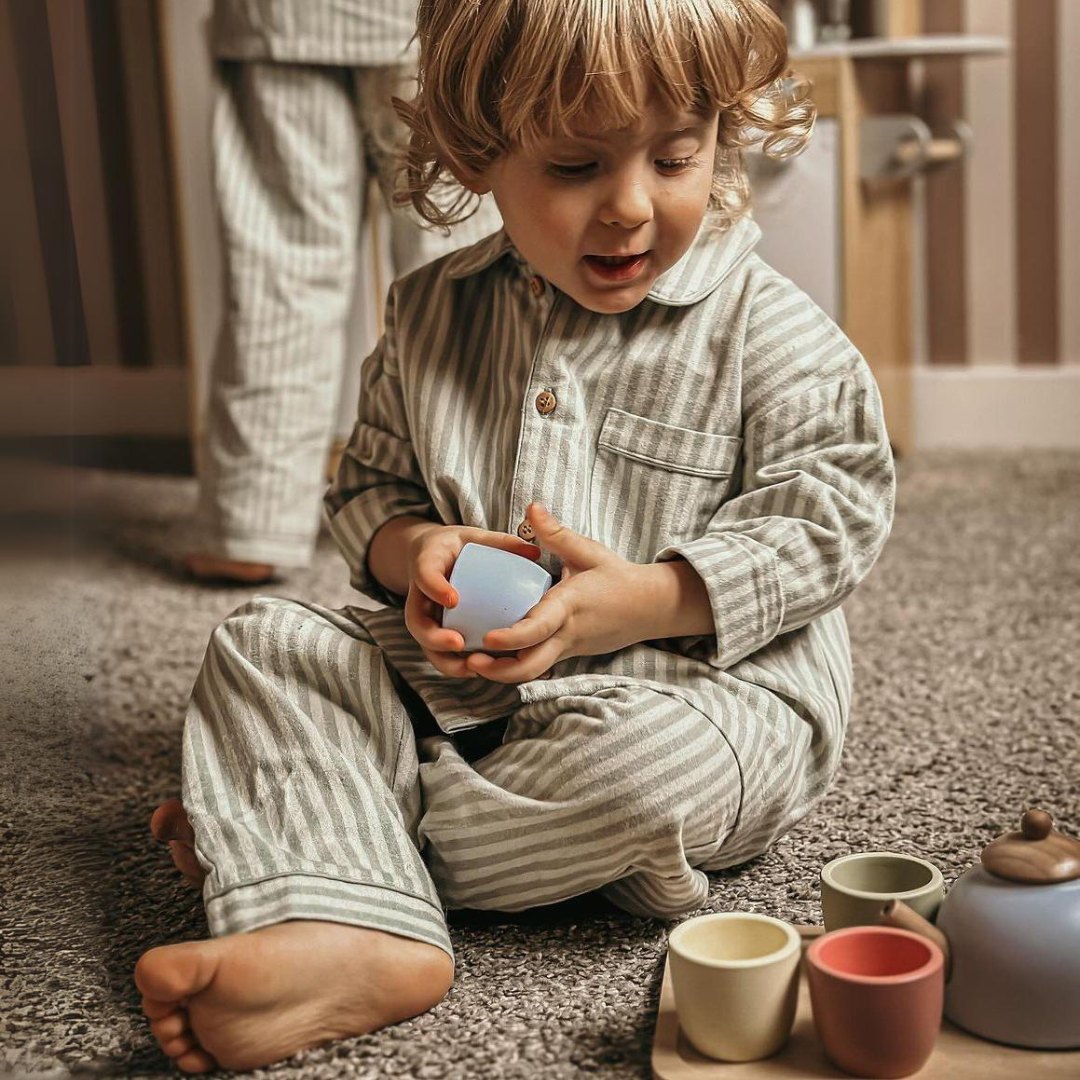 Ξύλινο σετ τσαγιού με δίσκο - 7 αντικείμενα