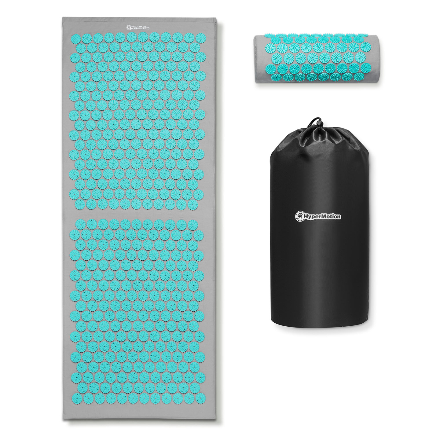 Μεγάλο στρώμα πιεσοθεραπείας με μαξιλάρι και κάλυμμα - 130 cm HyperMotion γκρι-μέντα