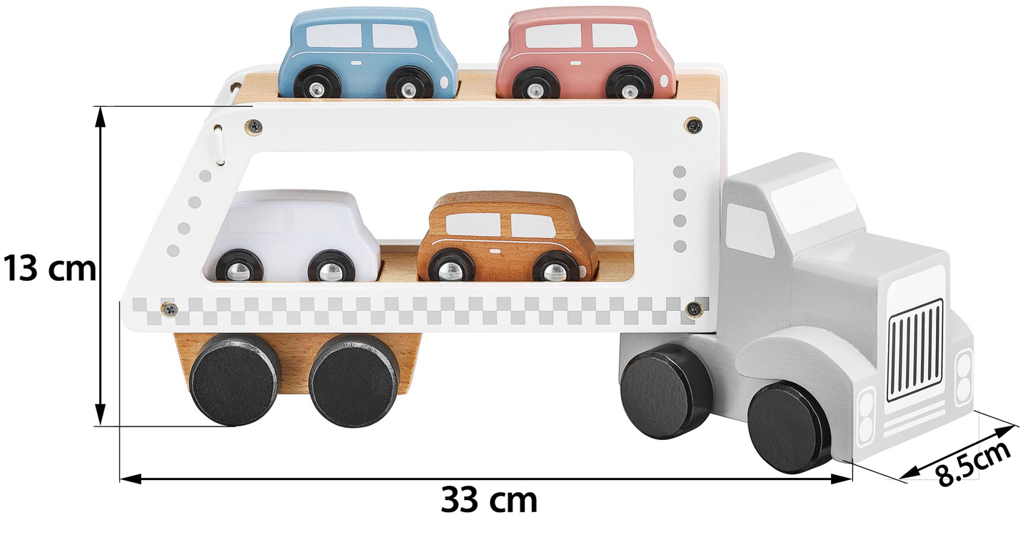 Ξύλινο φορτηγό-ρυμουλκούμενο με 4 αυτοκίνητα