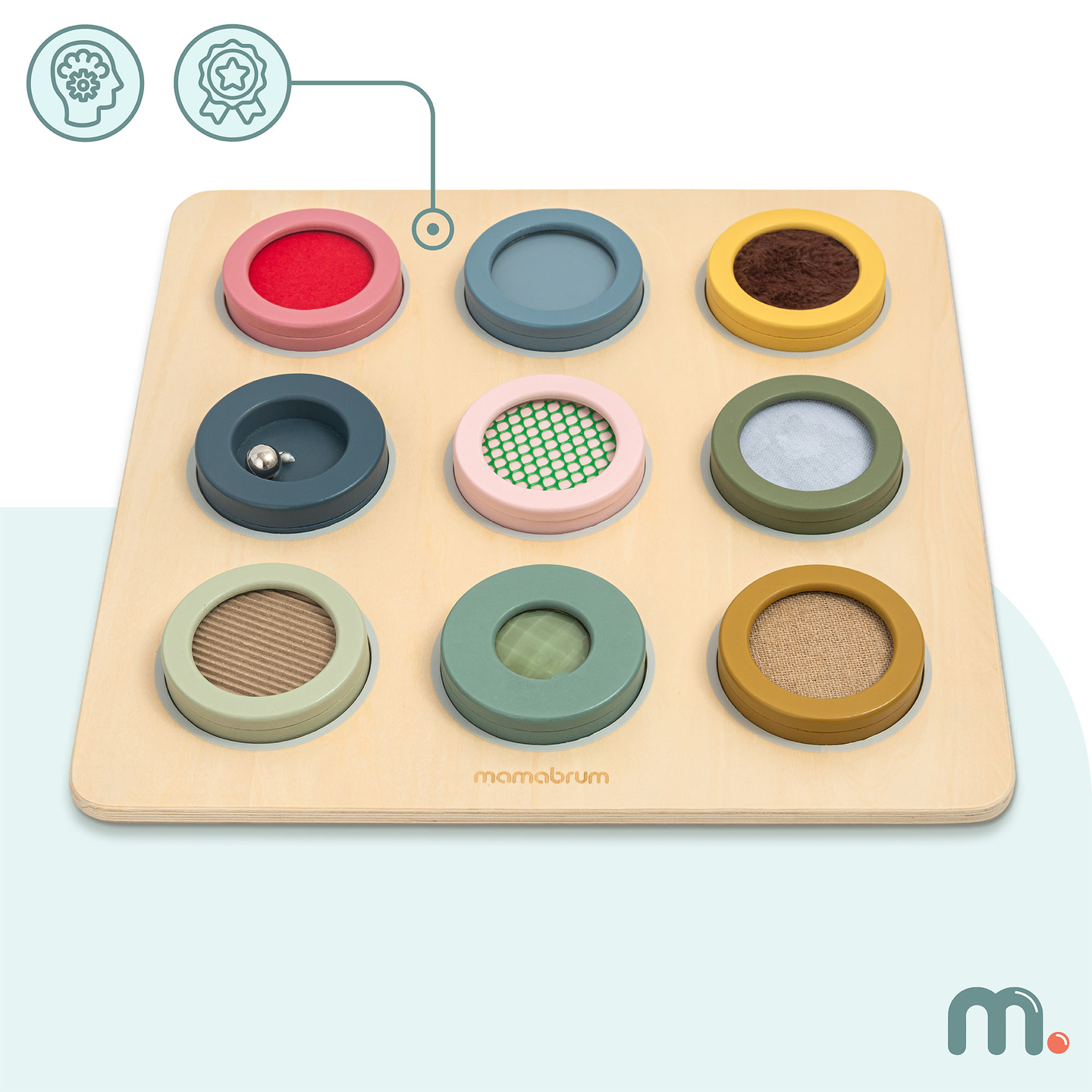 Ξύλινη Αισθητηριακή Πινακίδα Montessori – 9 Υφές για να Ανακαλύψετε και να Αναπτύξετε την Αίσθηση της Αφής