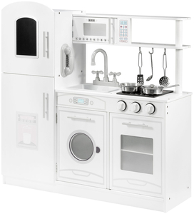 Μεγάλα ξύλινα λευκά αξεσουάρ κουζίνας και ποδιά