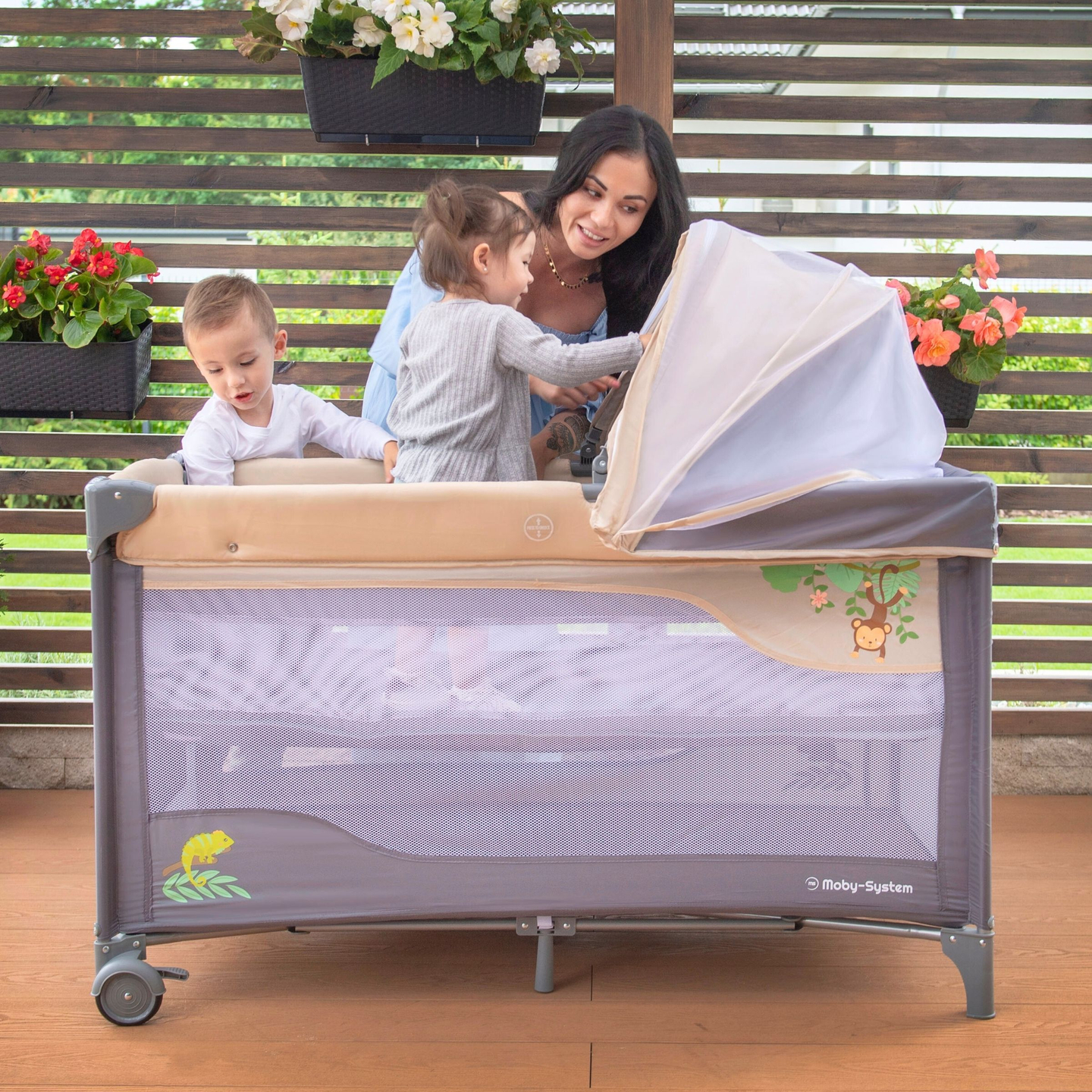 Κούνια ταξιδιού 0 - 36 m με αλλαξιέρα + παρκοκρέβατο Moby-System HUXLEY