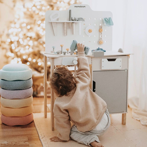 XXL Μεγάλο ξύλινο εργαστήριο με εργαλεία - σετ DIY, 74 στοιχεία