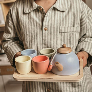 Ξύλινο σετ τσαγιού με δίσκο - 7 αντικείμενα