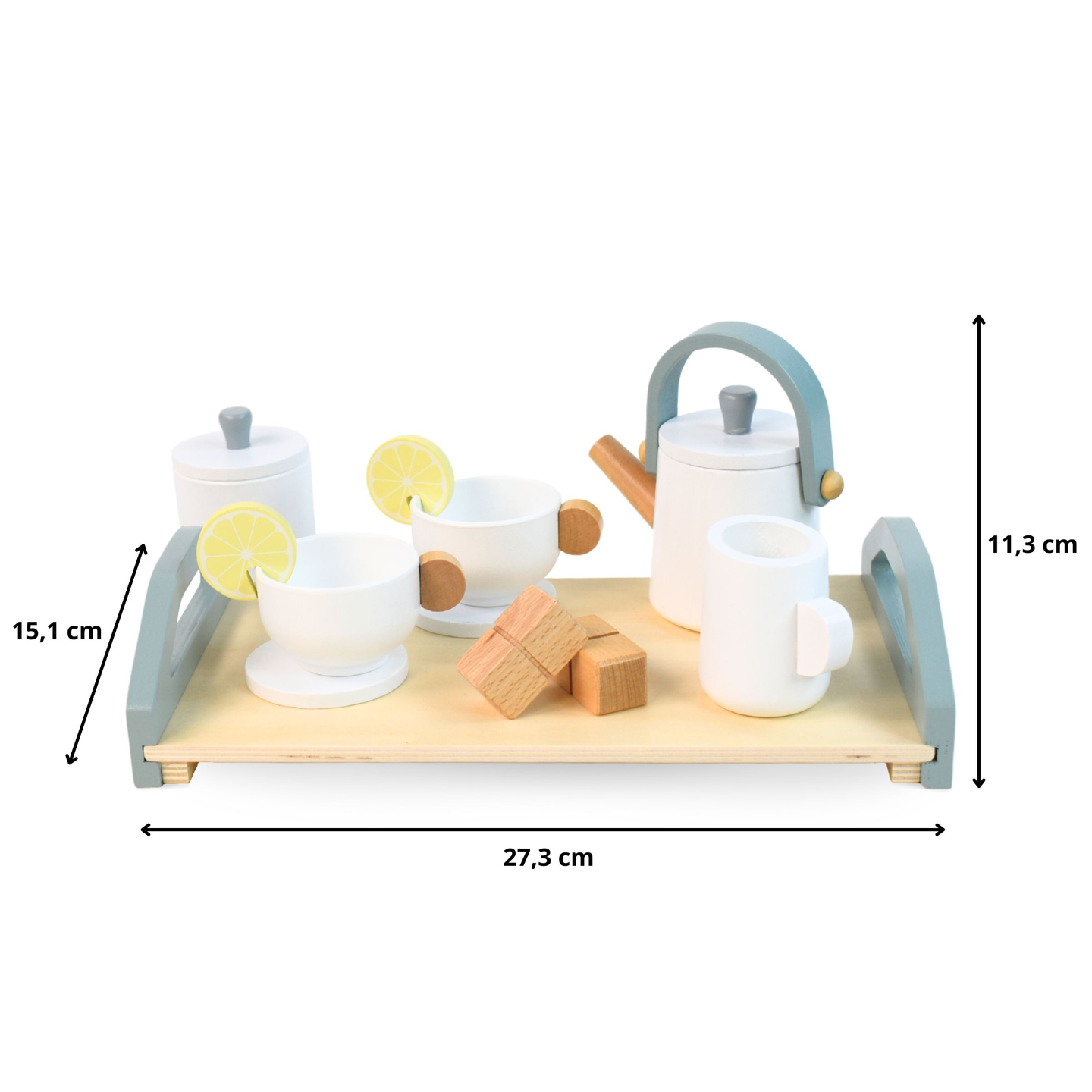 Μεγάλο ξύλινο σετ τσαγιού με δίσκο - 17 αντικείμενα