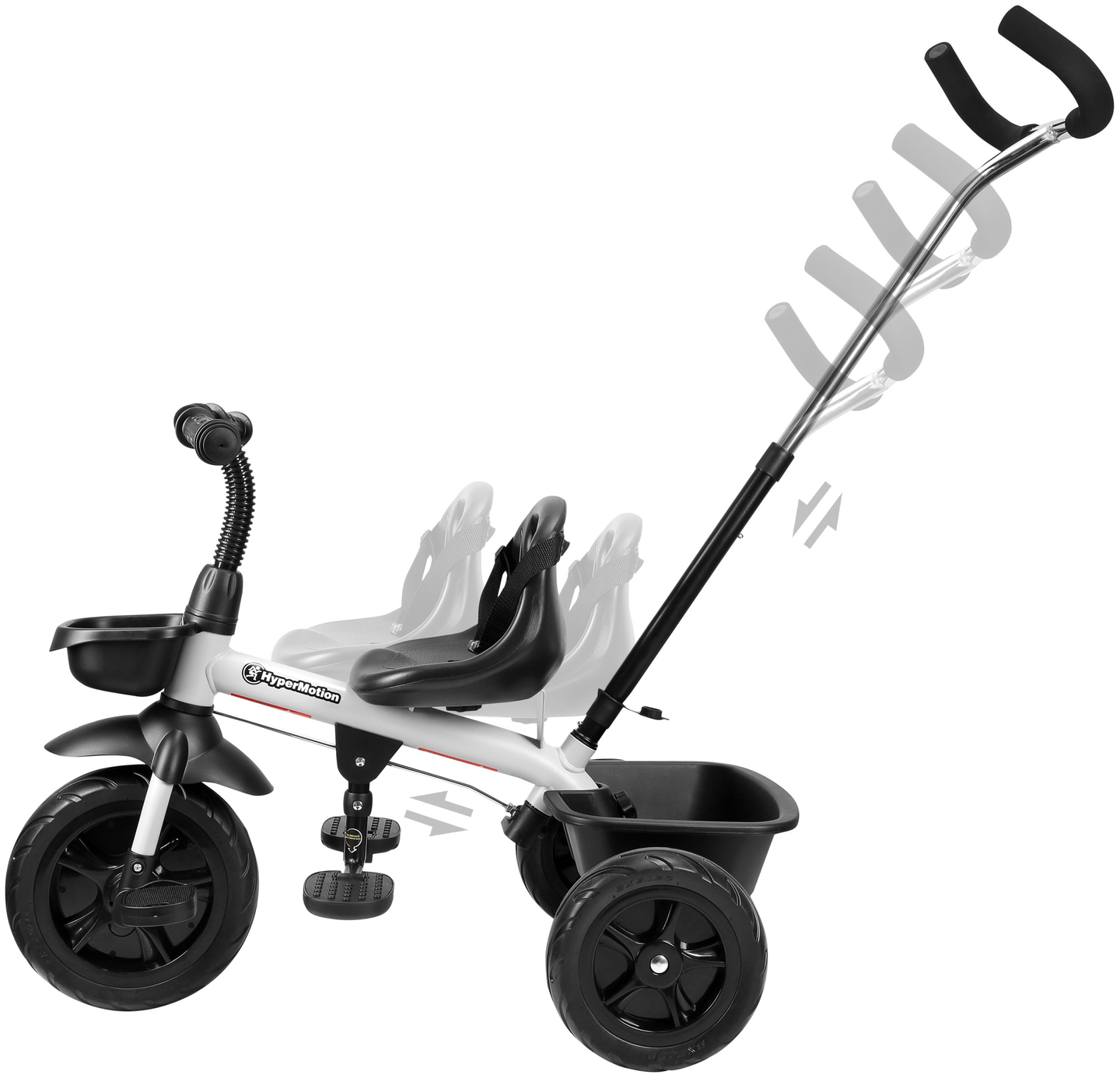 HyperMotion TOBI VECTOR τρίκυκλο - παντοτινά φουσκωτοί τροχοί + μπάρα ώθησης. Χρώμα: ανοιχτό γκρι.