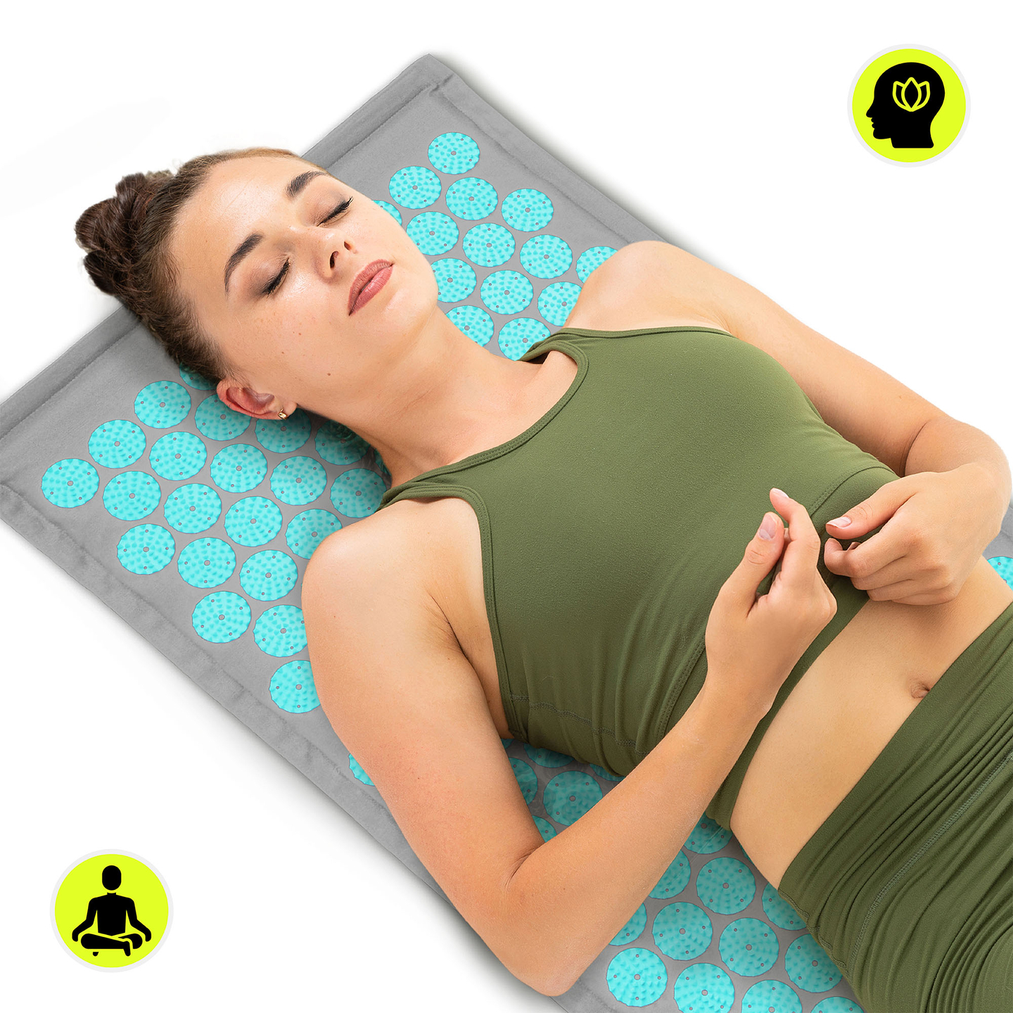 Στρώμα πιεσοθεραπείας από λινό ECO με ίνες καρύδας και μαξιλάρι από φαγόπυρο – HyperMotion 68 cm γκρι-μέντα