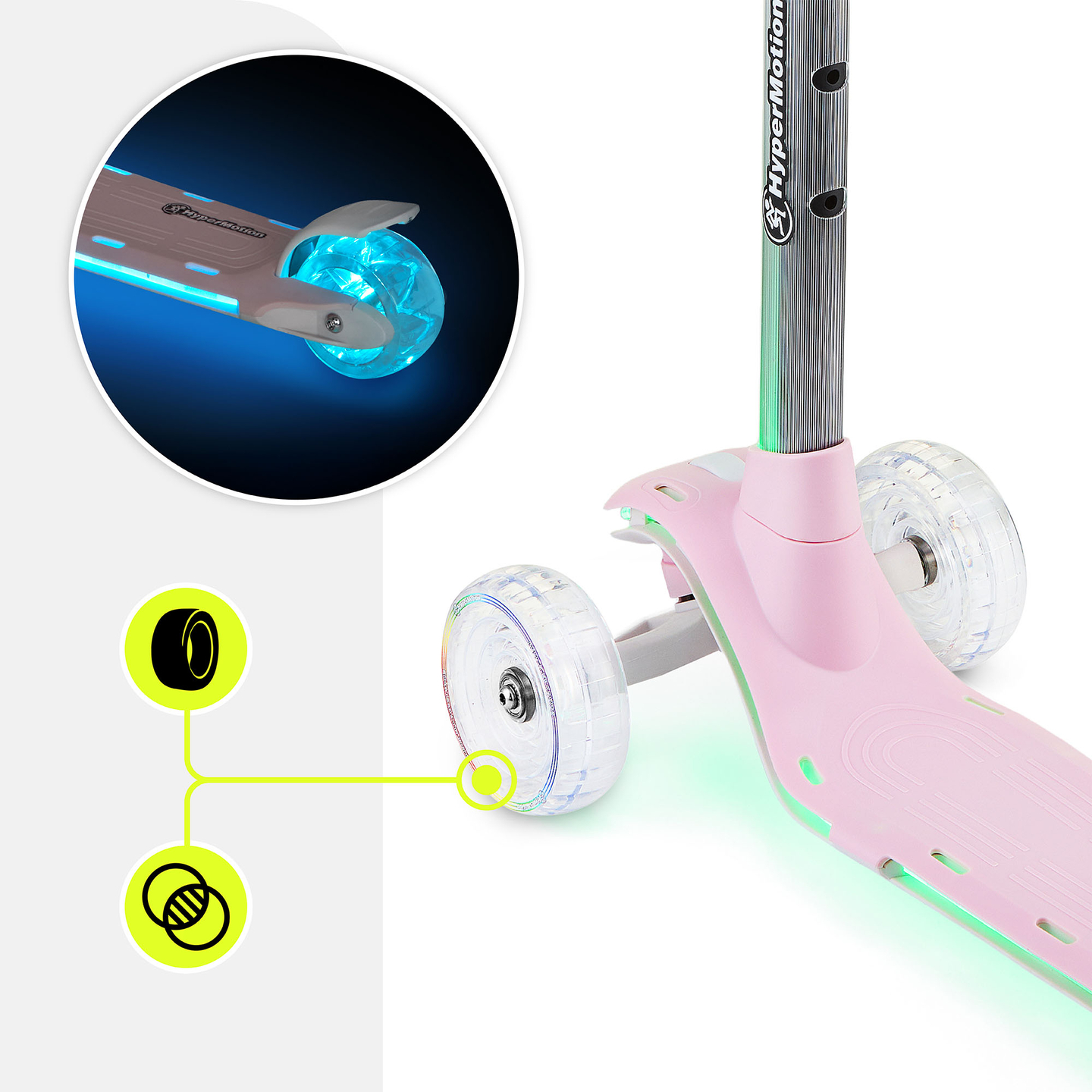 Πατίνι ισορροπίας HyperMotion BECKY - φωτισμός RGB LED, ροζ