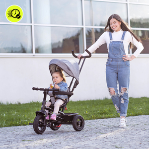 Τρίκυκλο για παιδιά 1-4 ετών - TOBI FREY - γκρι χρώμα - περιστρεφόμενο - τροχοί με αντλία + ωθητήρας