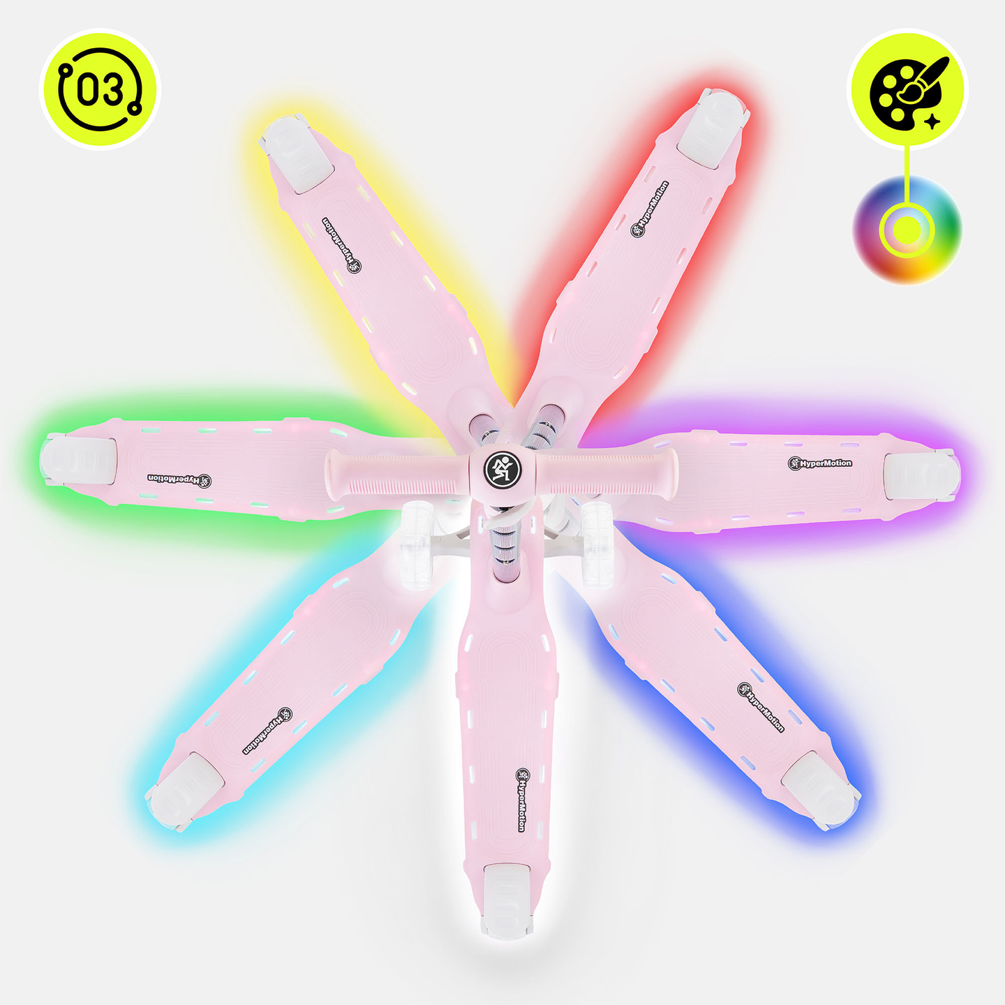 Πατίνι ισορροπίας HyperMotion BECKY - φωτισμός RGB LED, ροζ