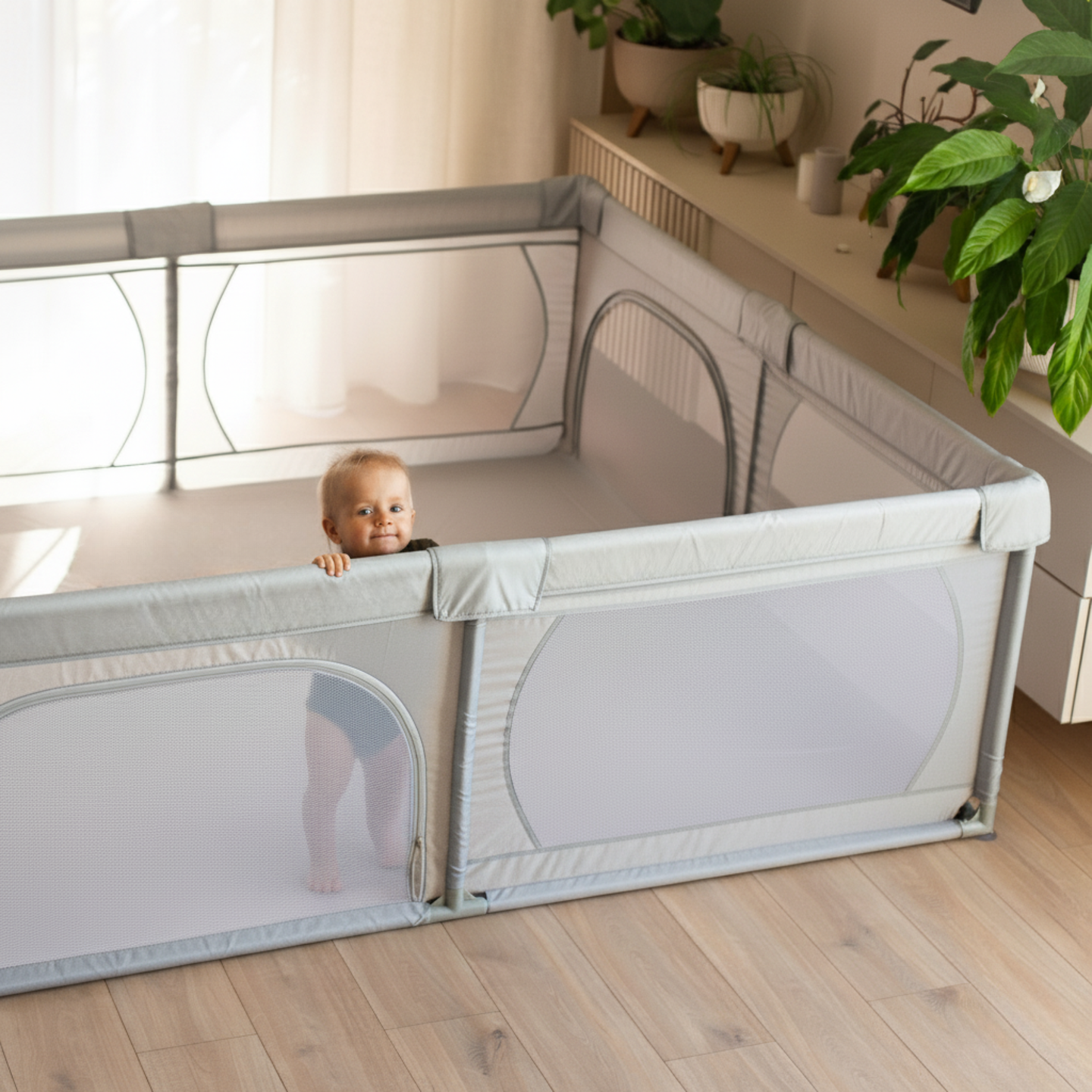 Μεγάλο παρκοκρέβατο 200 cm x 180 cm - παιδική χαρά για μωρά, ξηρή πισίνα