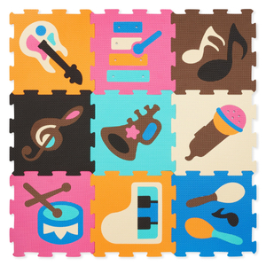 Εκπαιδευτικό στρώμα παζλ από αφρό 90 x 90 x 1cm - αφρός EVA - σχέδιο: όργανα