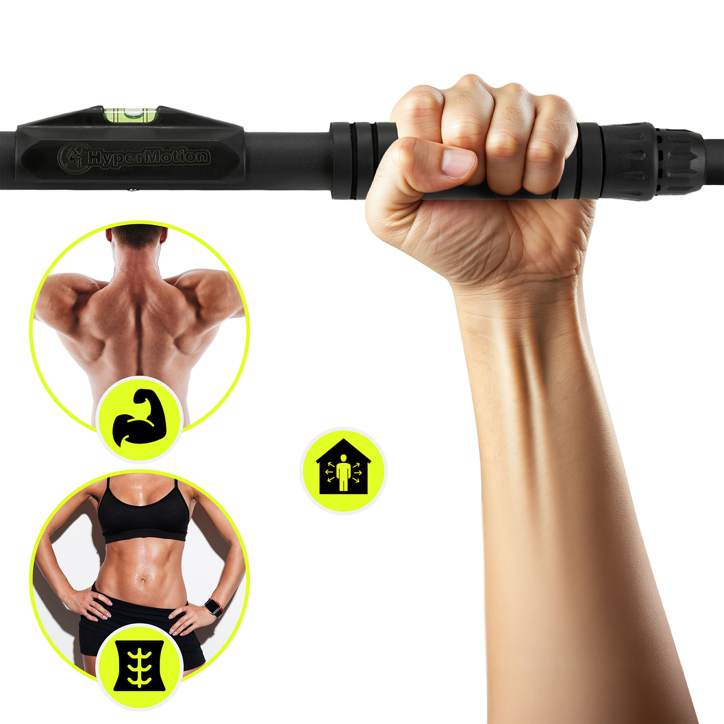 Ρυθμιζόμενη μπάρα HyperMotion 74-100 cm, 200 kg, μαύρη