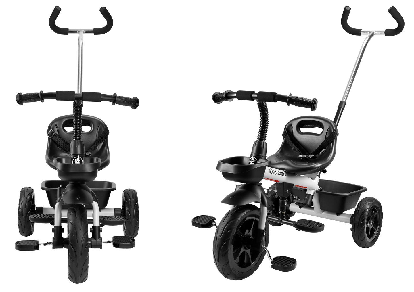 HyperMotion TOBI VECTOR τρίκυκλο - παντοτινά φουσκωτοί τροχοί + μπάρα ώθησης. Χρώμα: ανοιχτό γκρι.