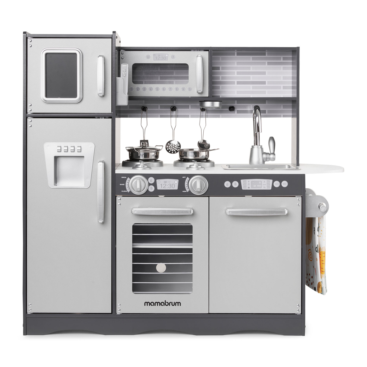 Ξύλινη κουζίνα XXL με φωτισμό LED, ποδιά και αξεσουάρ