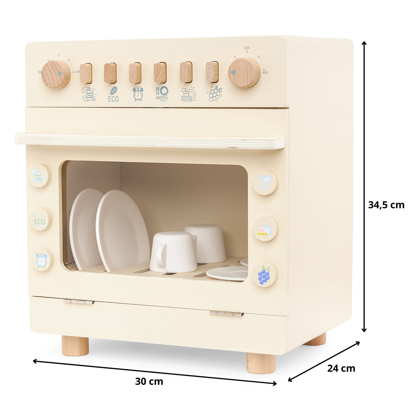 Ξύλινο πλυντήριο πιάτων με αξεσουάρ