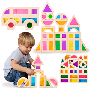 Ξύλινα τουβλάκια ουράνιο τόξο - 25 στοιχεία