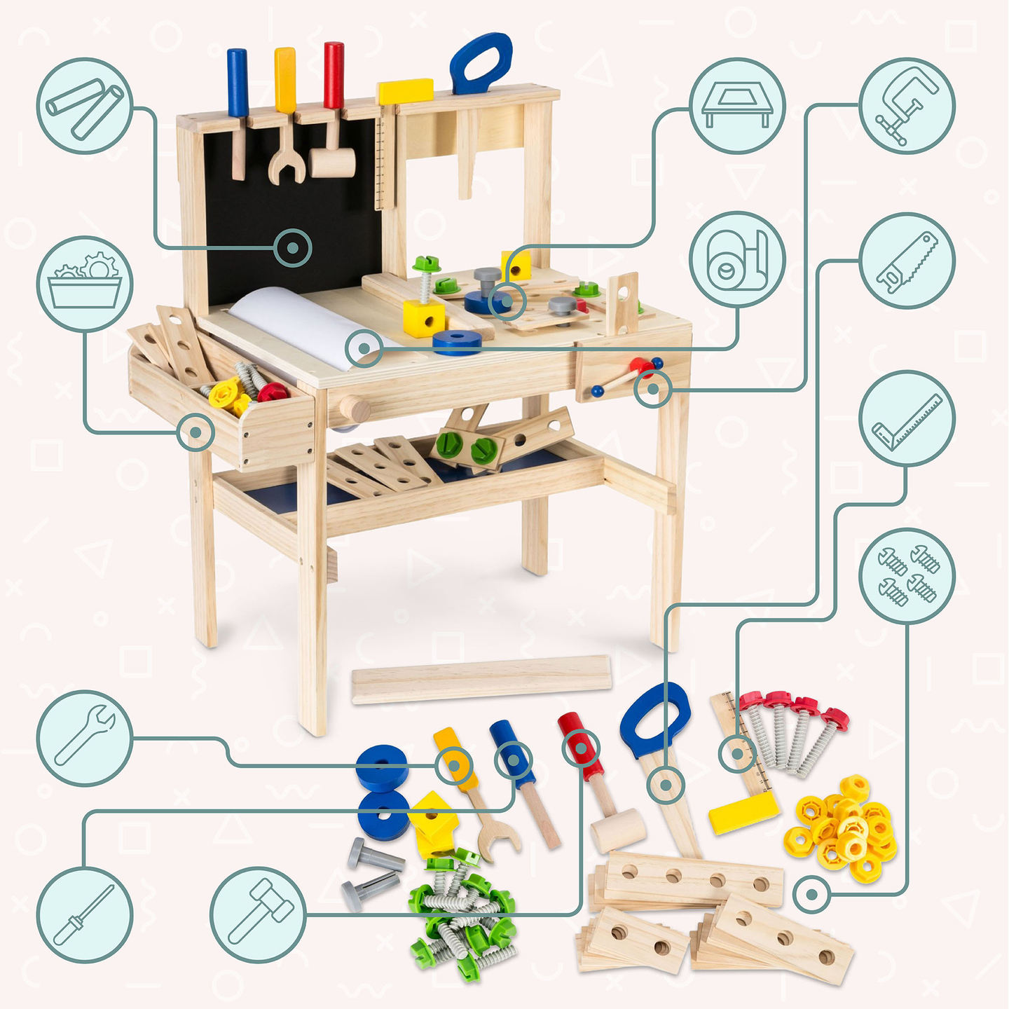 Ξύλινο σετ DIY XXL - 75 κομμάτια