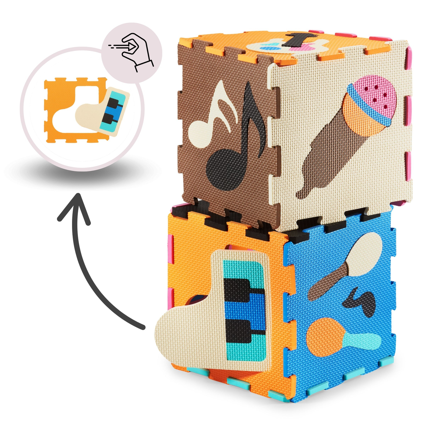 Εκπαιδευτικό στρώμα παζλ από αφρό 90 x 90 x 1cm - αφρός EVA - σχέδιο: όργανα