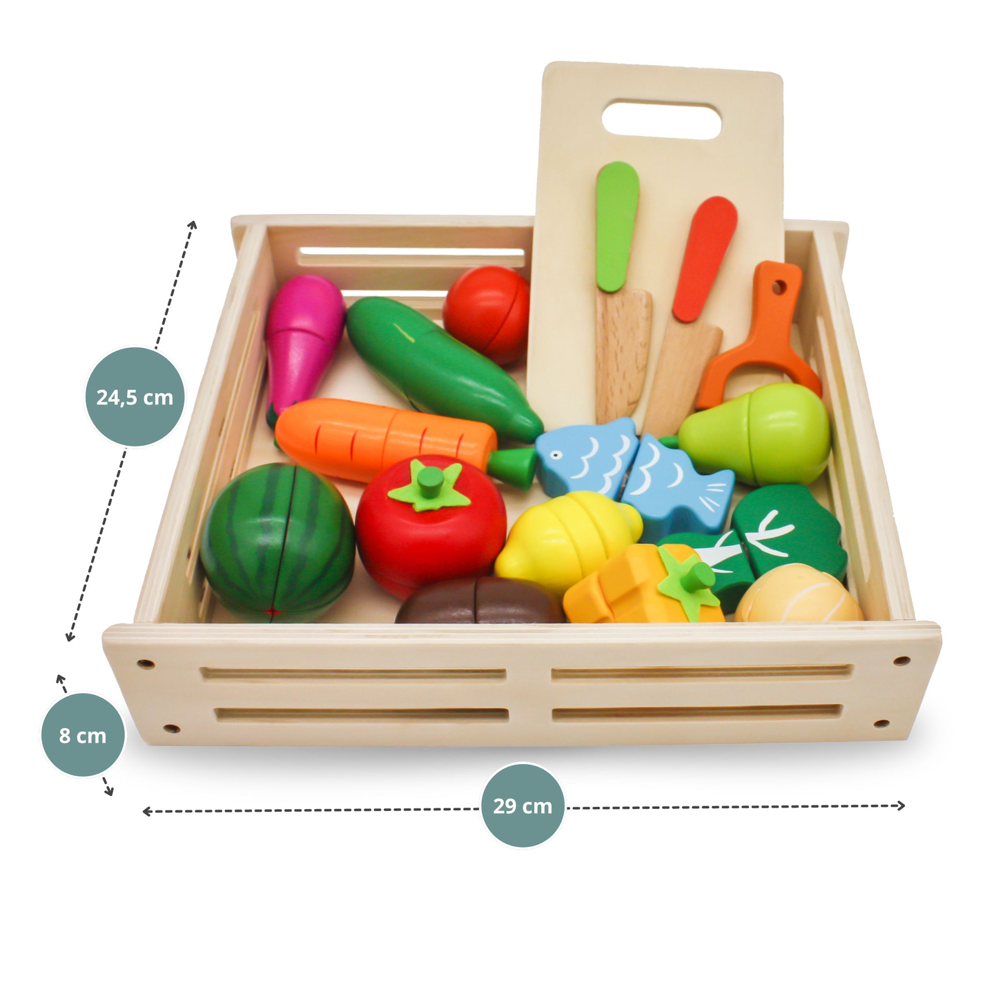 Ξύλινα φρούτα και λαχανικά για κοπή