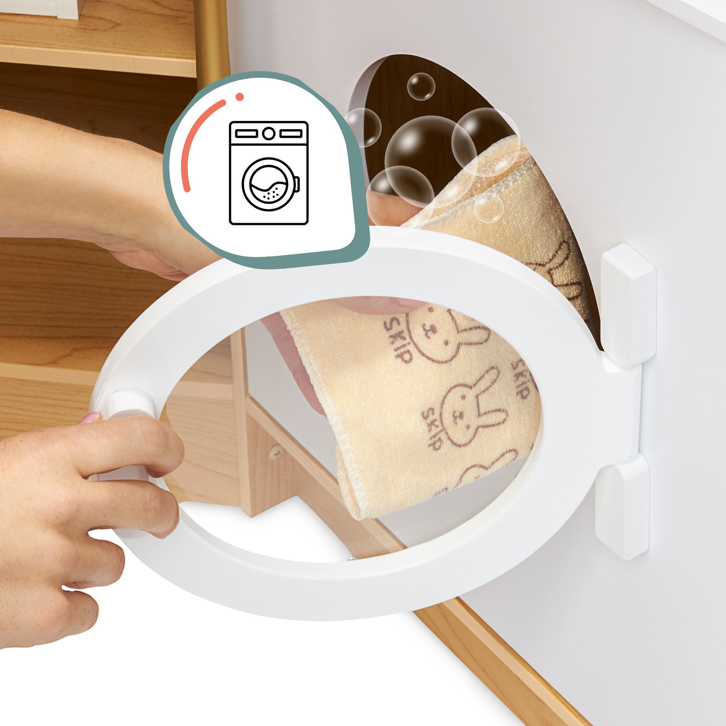 XXXXL μεγάλη ξύλινη διαδραστική κουζίνα με φωτισμό LED, πλυντήριο ρούχων, φούρνο μικροκυμάτων - 50 στοιχεία