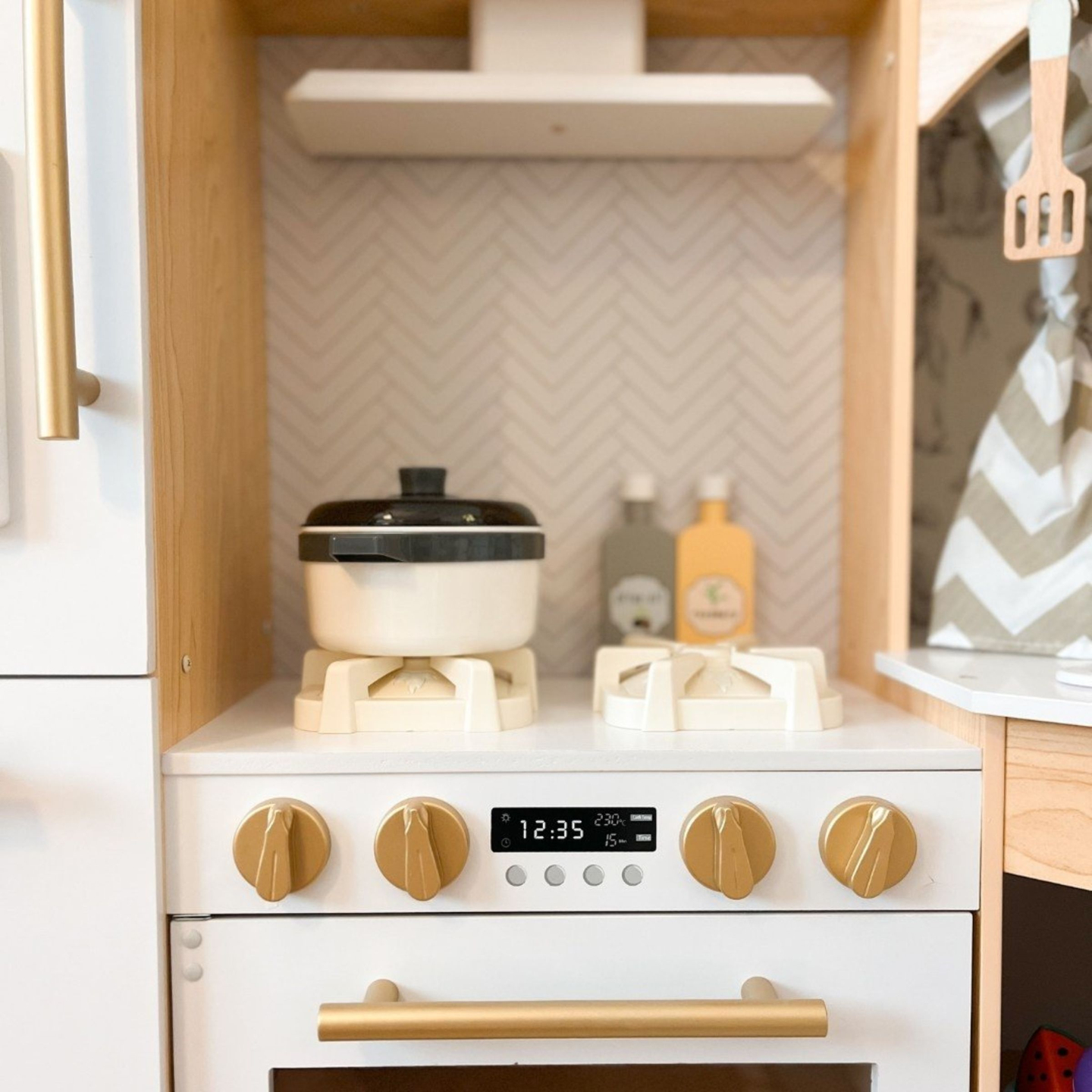 XXXXL μεγάλη ξύλινη διαδραστική κουζίνα με φωτισμό LED, πλυντήριο ρούχων, φούρνο μικροκυμάτων - 50 στοιχεία