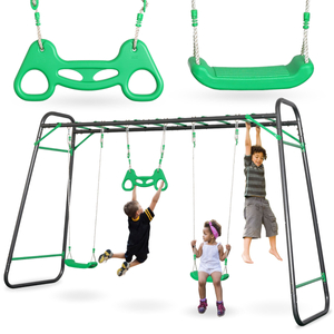 Χαλύβδινη κούνια κήπου XXL - 2 καθίσματα, σκάλα, τραπέζιο γυμναστικής