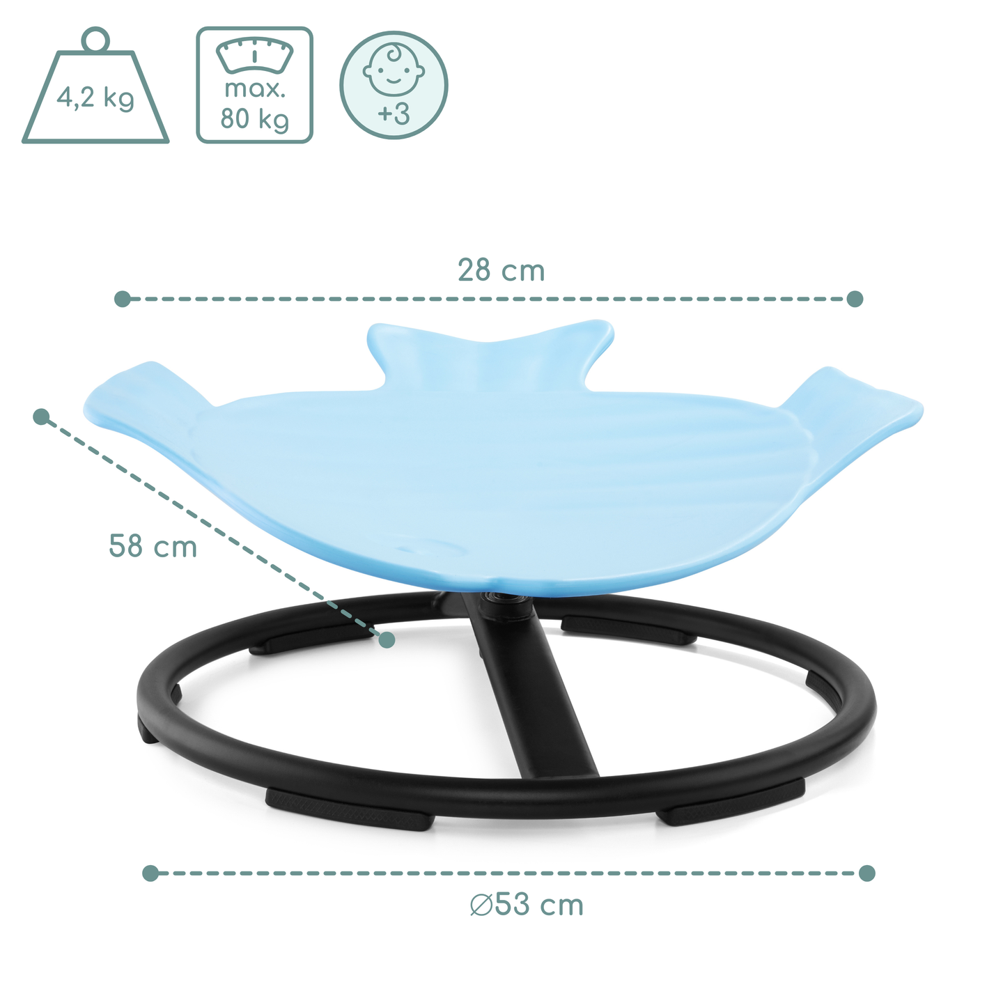 Μίνι καρουζέλ για παιδιά Fish - μπλε