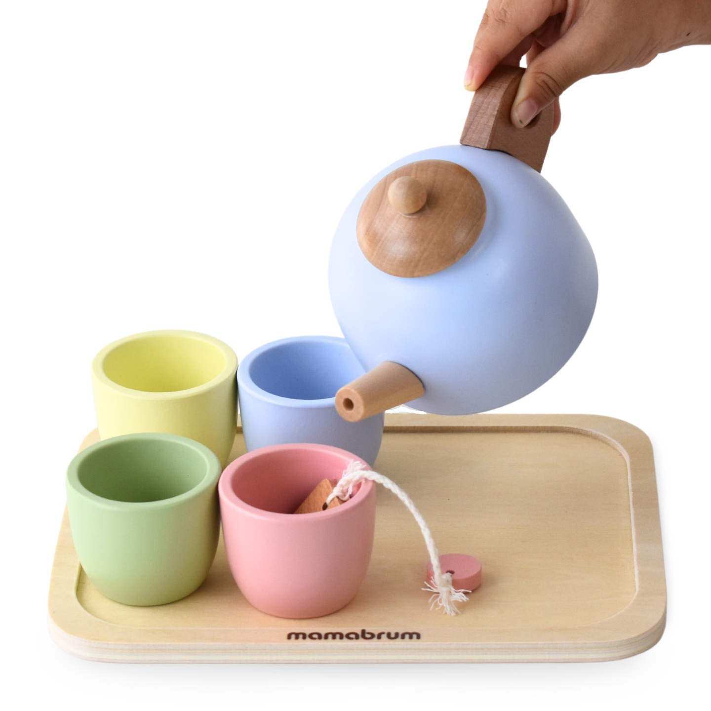 Ξύλινο σετ τσαγιού με δίσκο - 7 αντικείμενα