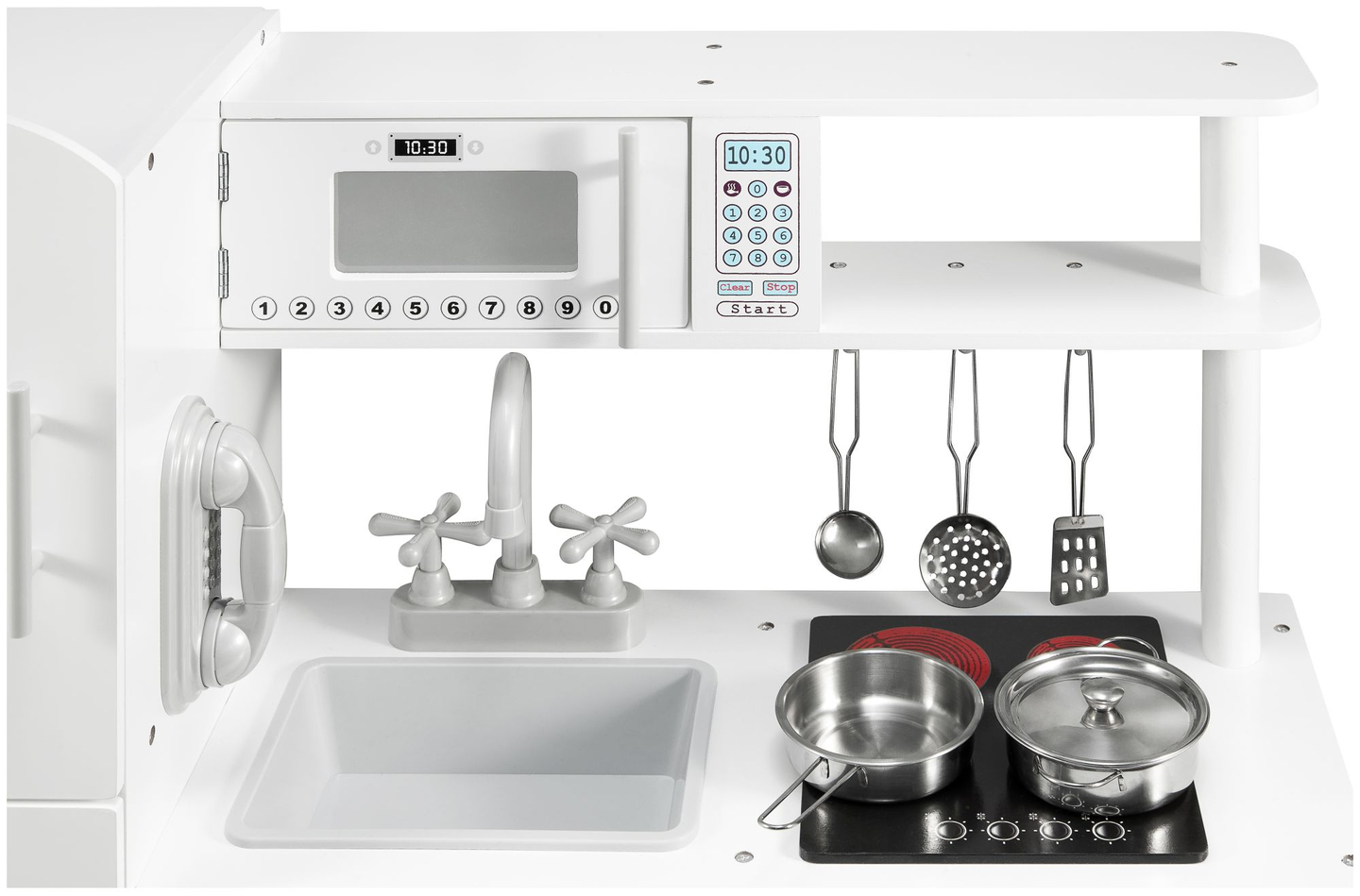 Μεγάλα ξύλινα λευκά αξεσουάρ κουζίνας και ποδιά