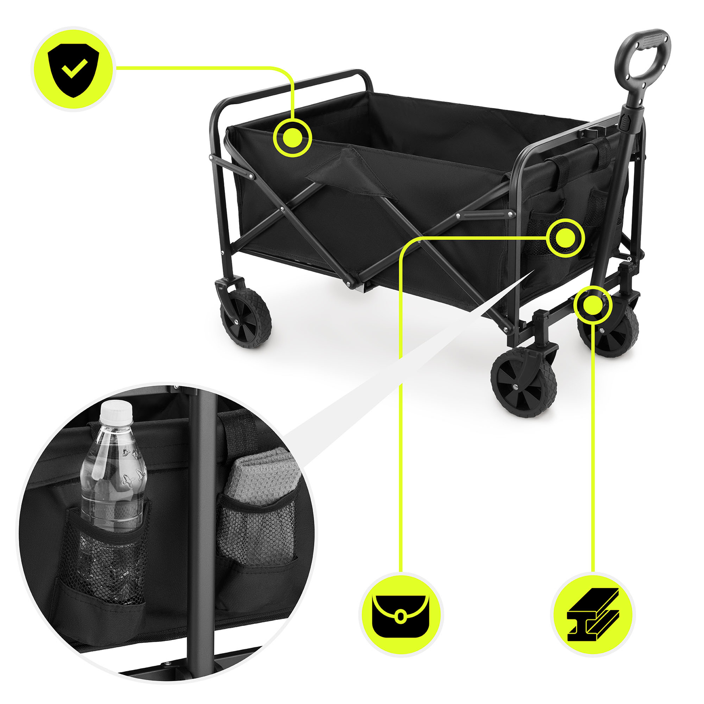 HyperMotion πτυσσόμενο αναπηρικό αμαξίδιο παραλίας - μαύρο, 80 kg