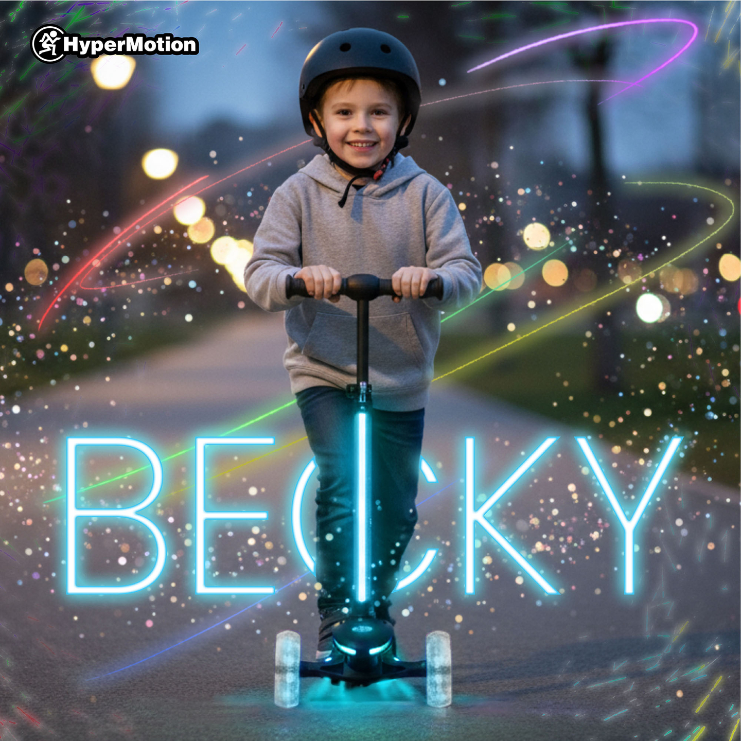 Πατίνι ισορροπίας HyperMotion BECKY - φωτισμός RGB LED, μαύρο