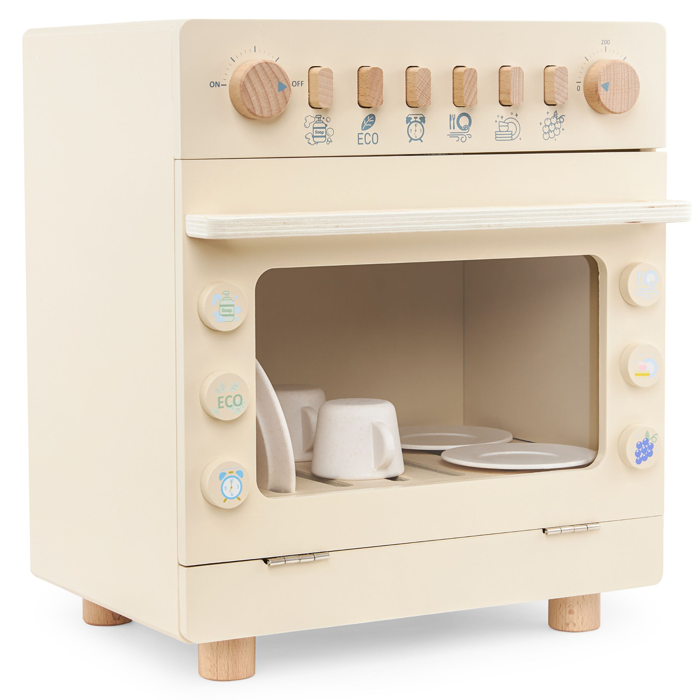 Ξύλινο πλυντήριο πιάτων με αξεσουάρ