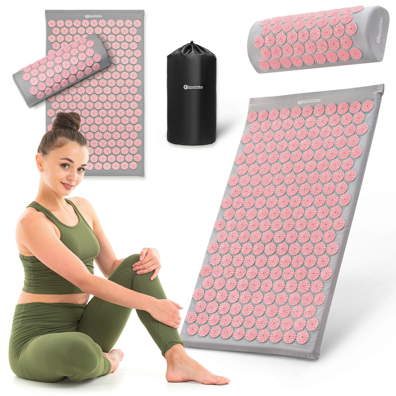 Στρώμα πιεσοθεραπείας με μαξιλάρι και κάλυμμα - 72 cm HyperMotion γκρι και ροζ