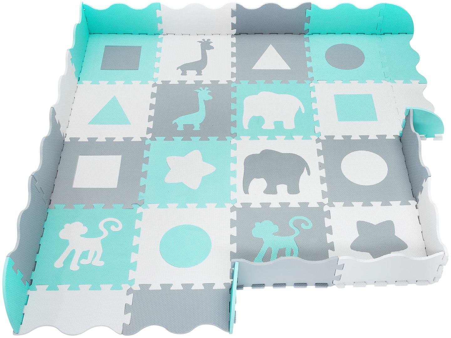 Αφρώδες χαλί XL 150 x 150 x 1cm με μπορντούρα - αφρός EVA - μέντα