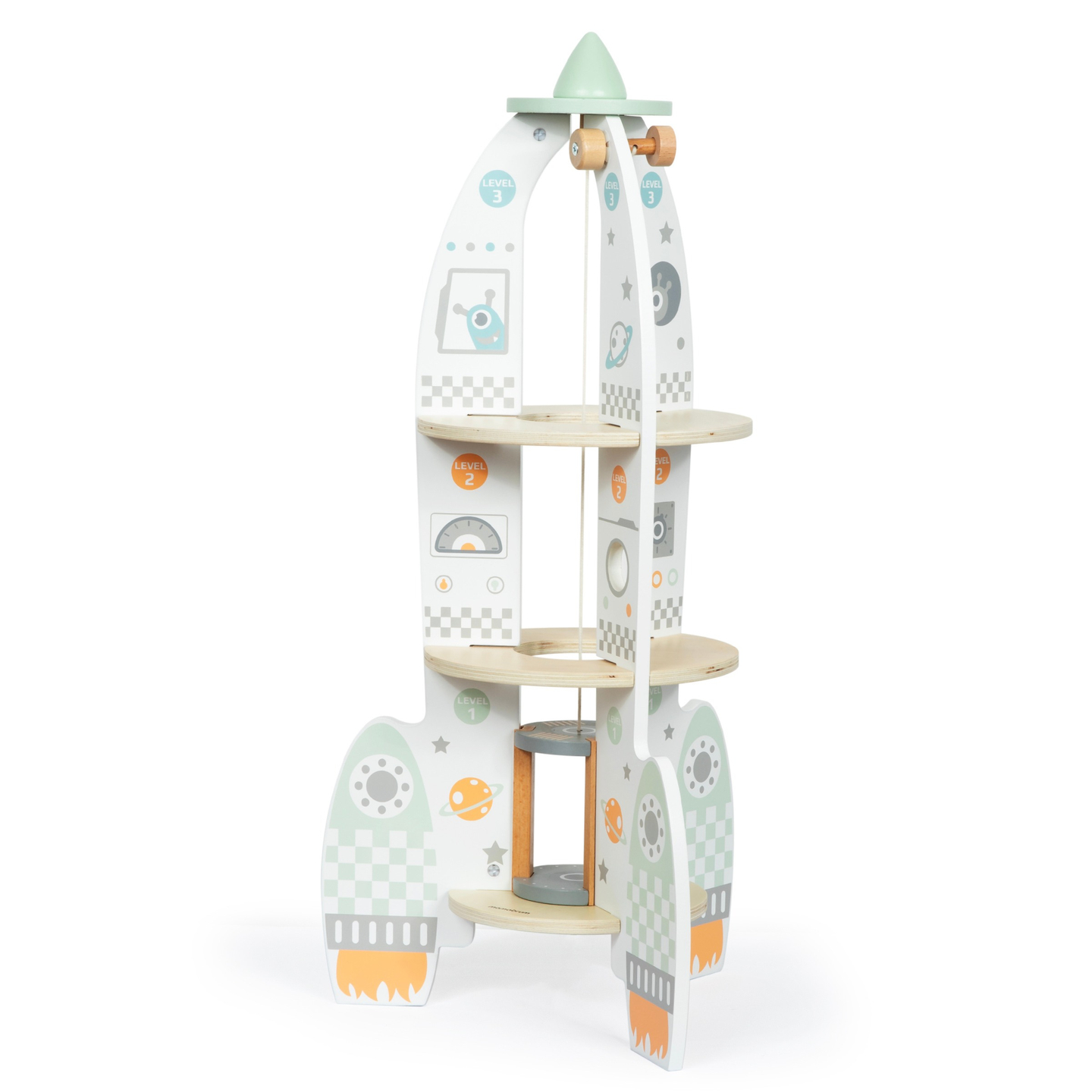Μεγάλος ξύλινος διαστημικός πύραυλος με ασανσέρ και αξεσουάρ - XXL