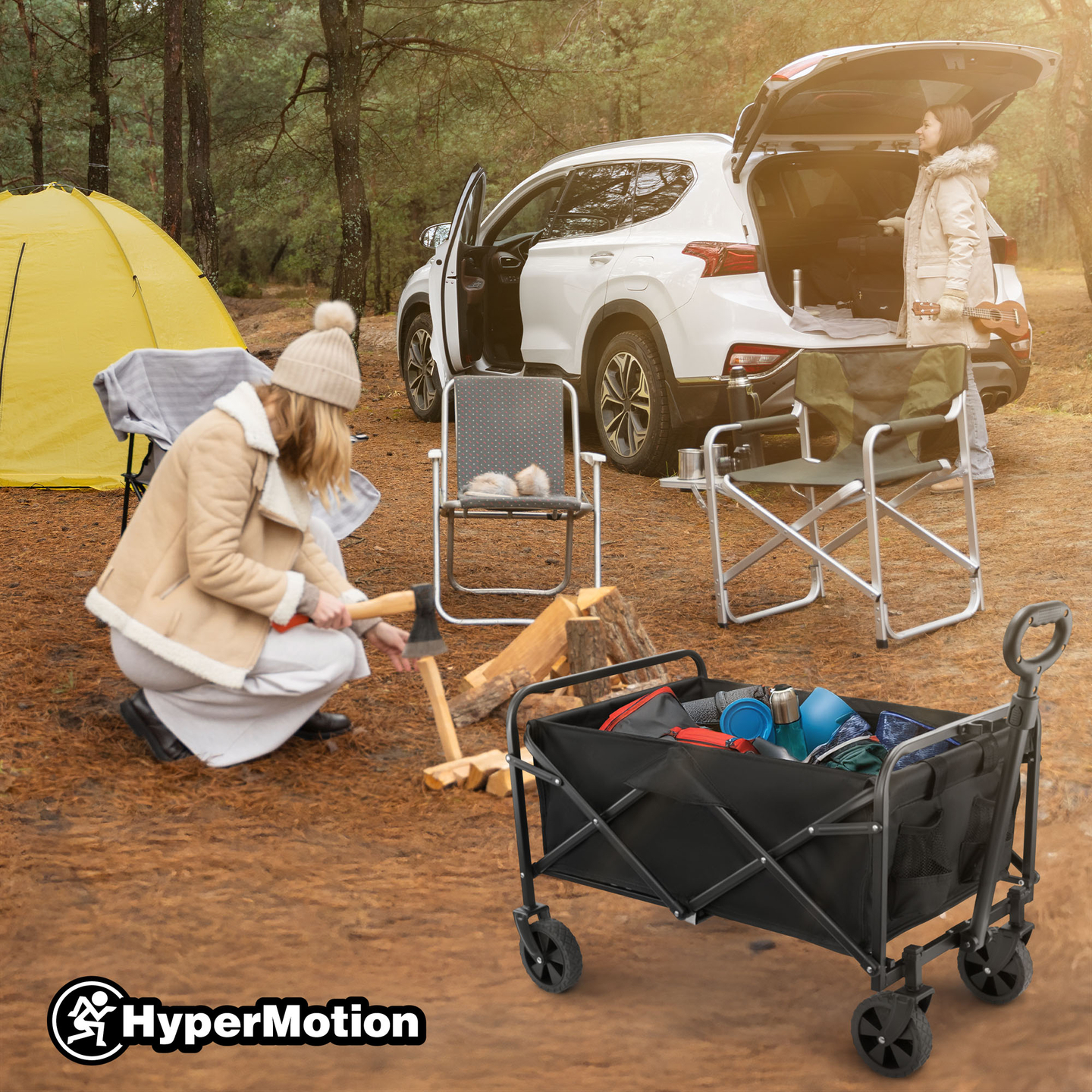 HyperMotion πτυσσόμενο αναπηρικό αμαξίδιο παραλίας - μαύρο, 80 kg