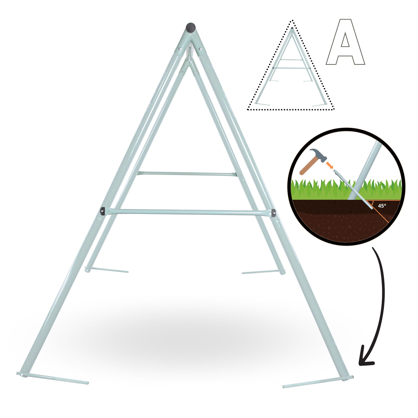 Κούνια κήπου τύπου φωλιάς πελαργού με πλαίσιο και σχοινιά