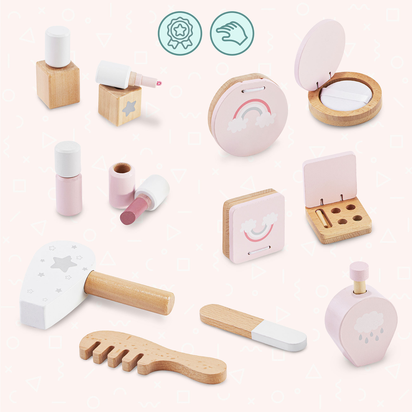 Ξύλινη παιδική τουαλέτα με φωτισμό LED με ομαλή ρύθμιση φωτεινότητας, καρέκλα και αξεσουάρ