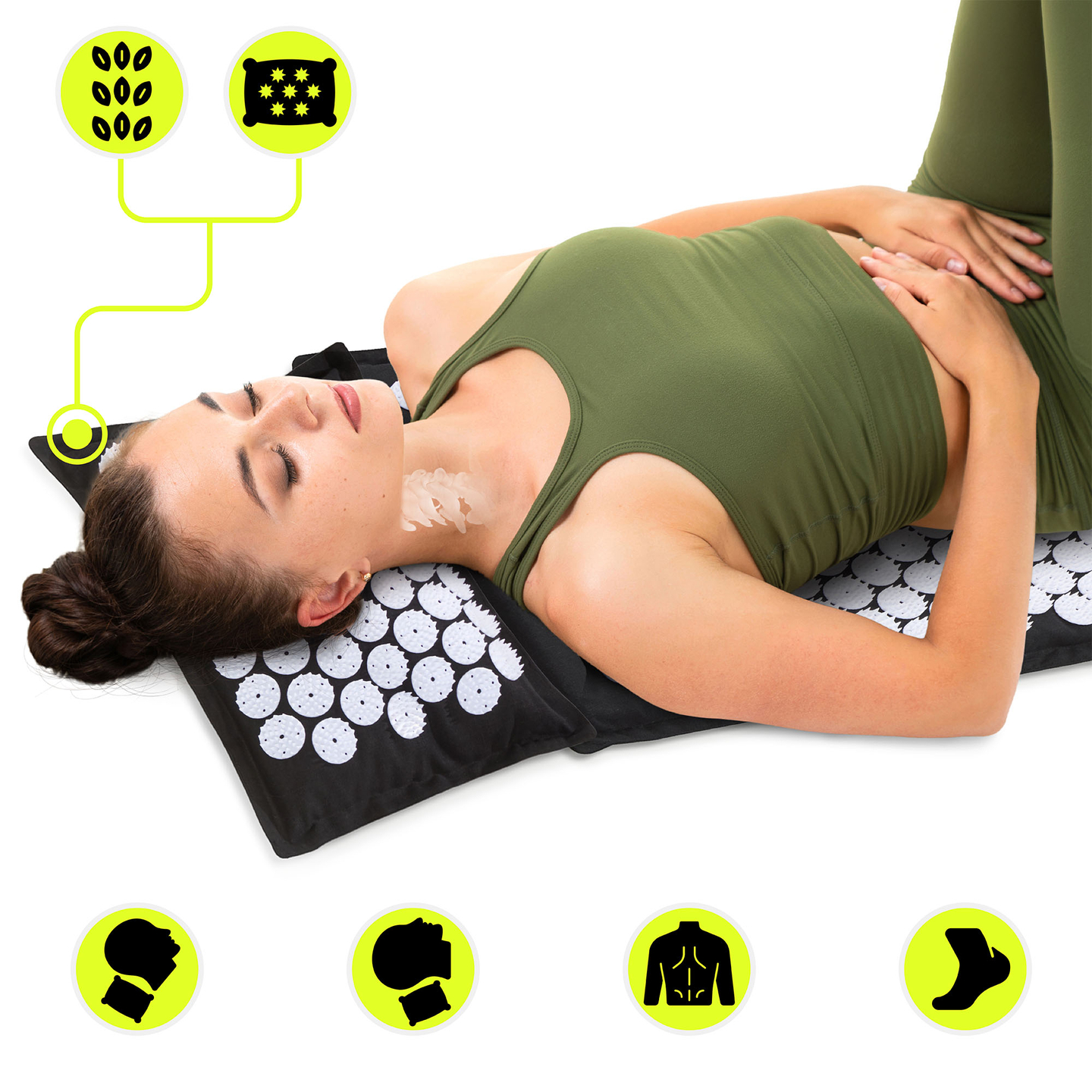 Στρώμα πιεσοθεραπείας από λινό ECO με ίνες καρύδας και μαξιλάρι από φαγόπυρο – HyperMotion 68 cm, ασπρόμαυρο