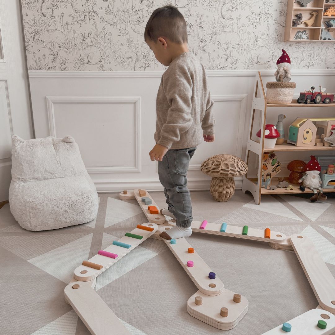 Ξύλινη πίστα ισορροπίας - αισθητηριακό μονοπάτι - 14 στοιχεία