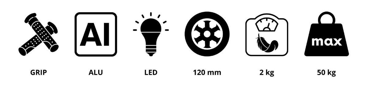 Τρίτροχο σκούτερ ισορροπίας TRINGO, 3-8 ετών - μαύρο + λαμπεροί τροχοί LED