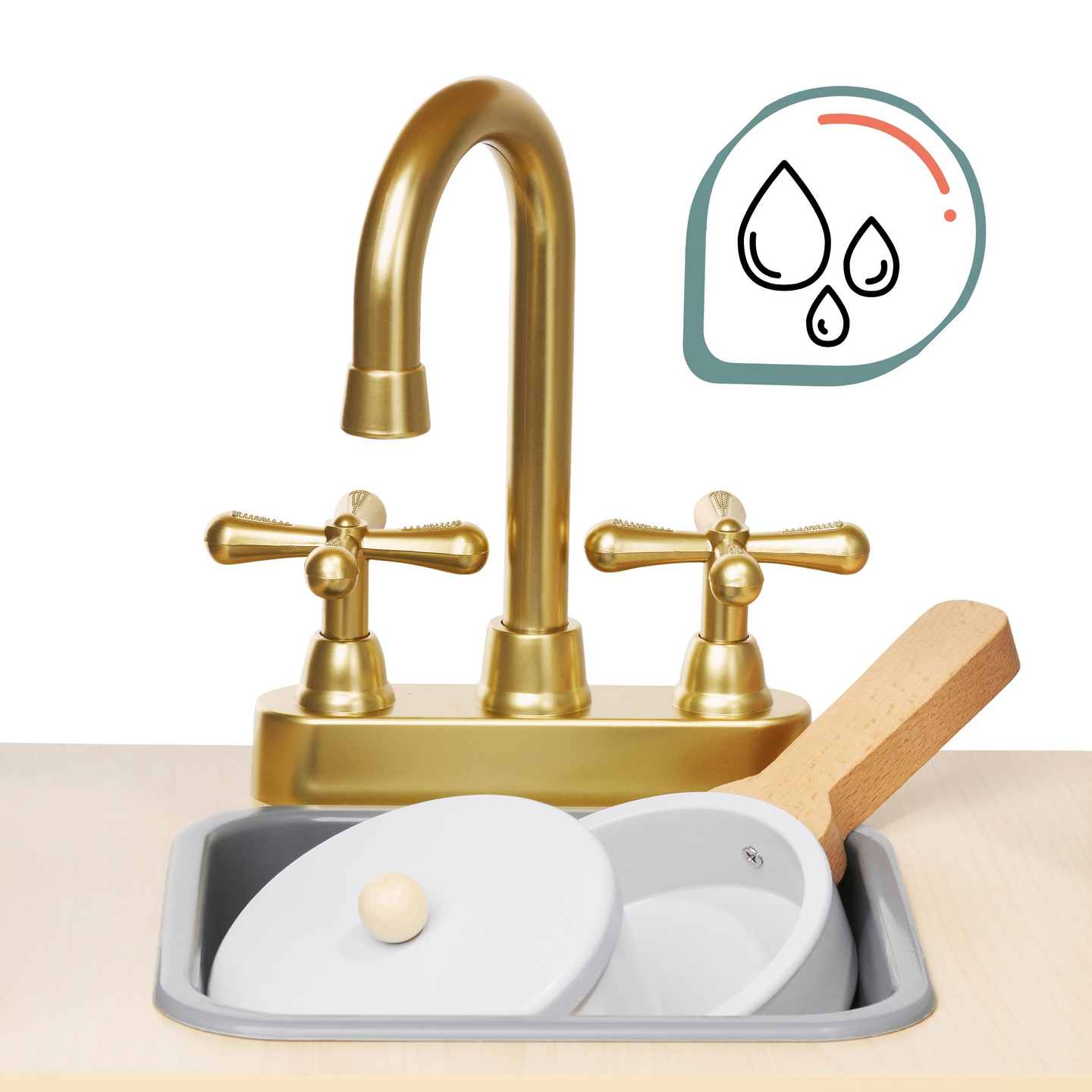 Διαδραστική ξύλινη κουζίνα XXXL με φωτισμό LED, απορροφητήρα και αξεσουάρ