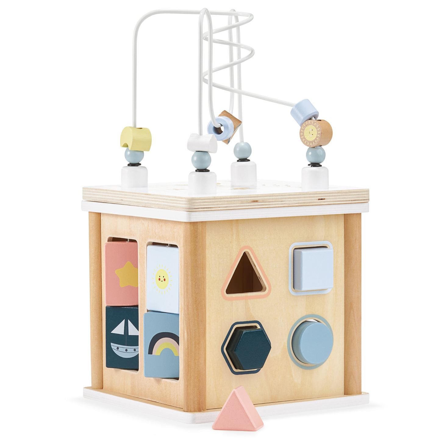 Ξύλινος εκπαιδευτικός κύβος με διαπλοκή - διαχωριστής σχημάτων