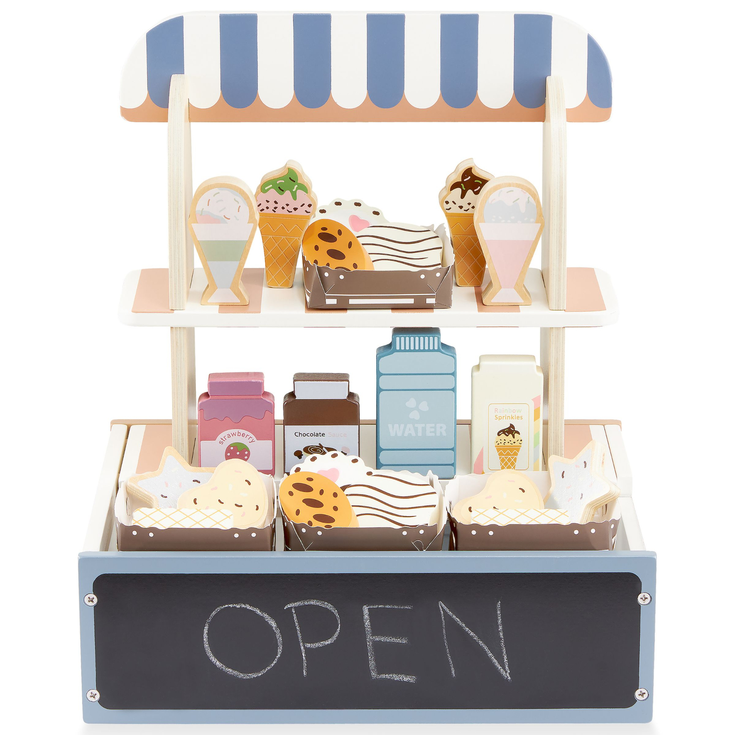 Πτυσσόμενο ξύλινο κατάστημα - καφετέρια, ζαχαροπλαστείο με αξεσουάρ