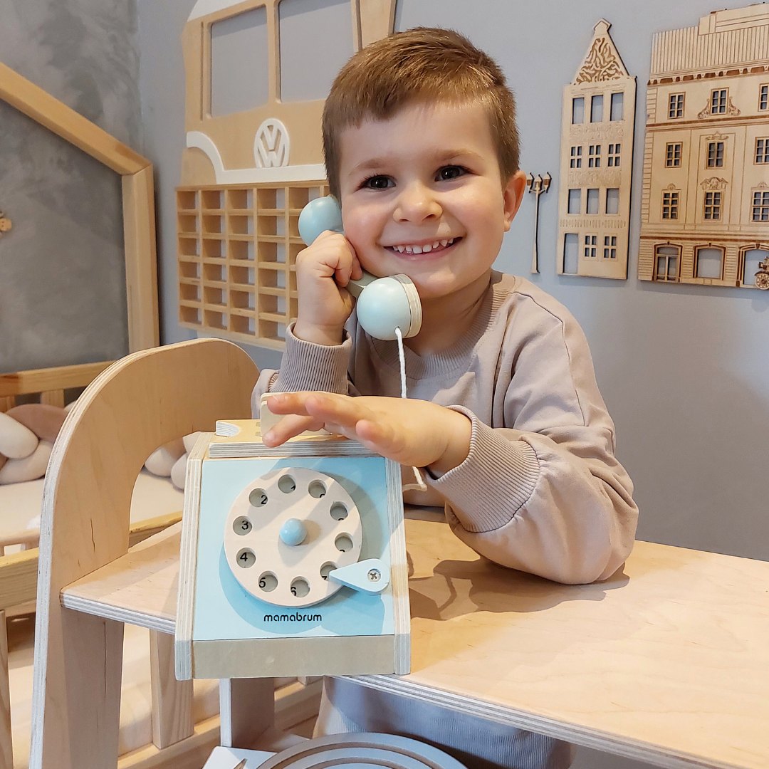 Ρετρό ξύλινο τηλέφωνο - μέντα