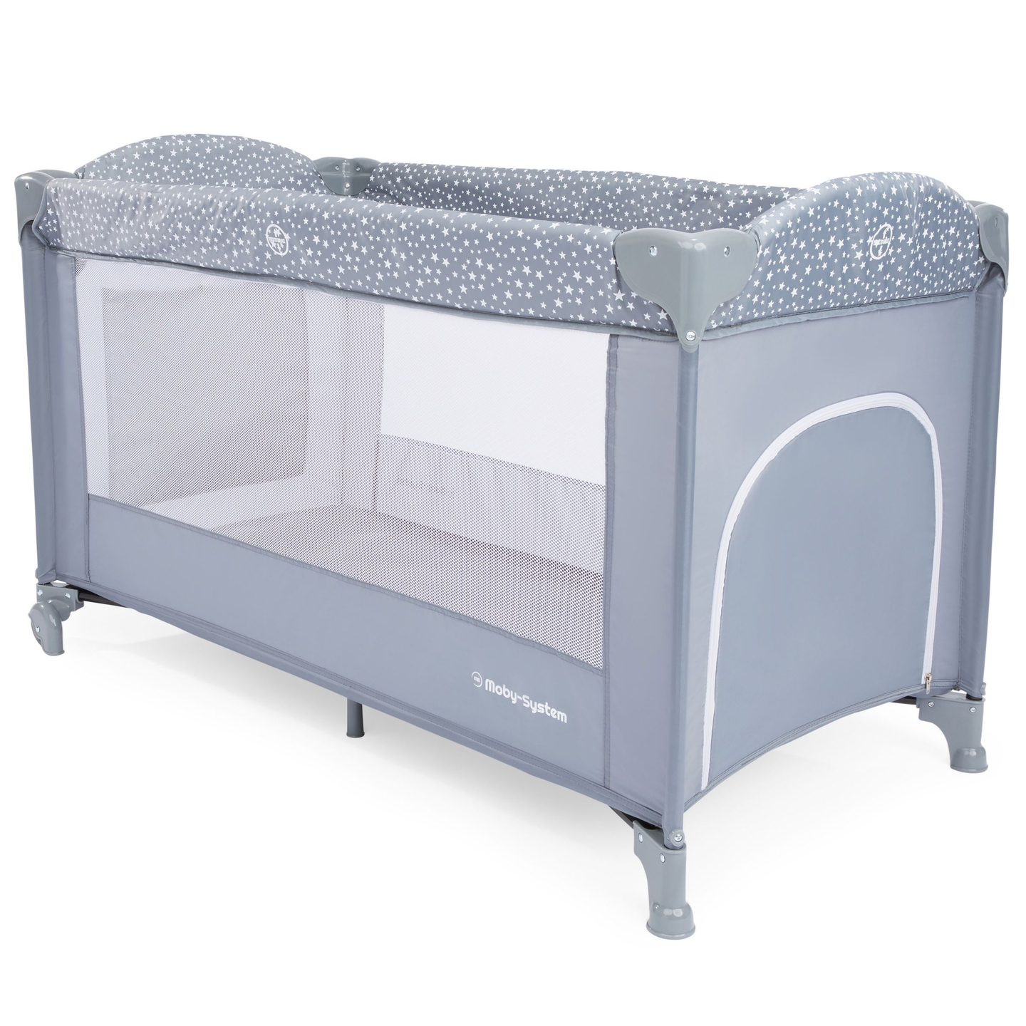 Κούνια ταξιδιού / παρκοκρέβατο 2 επιπέδων με αλλαξιέρα, οροφή και στρώμα Happy Traveller BASIC PLUS - γκρι