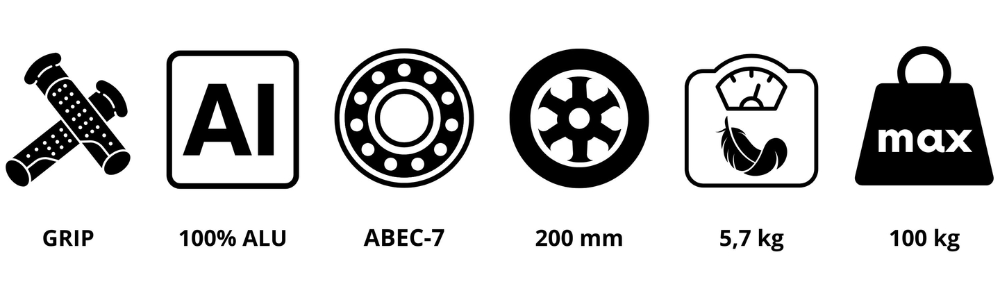 Δίκυκλο σκούτερ για νέους ενήλικες - με αμορτισέρ - HyperMotion Skyline - μαύρο, αλουμίνιο - 100kg