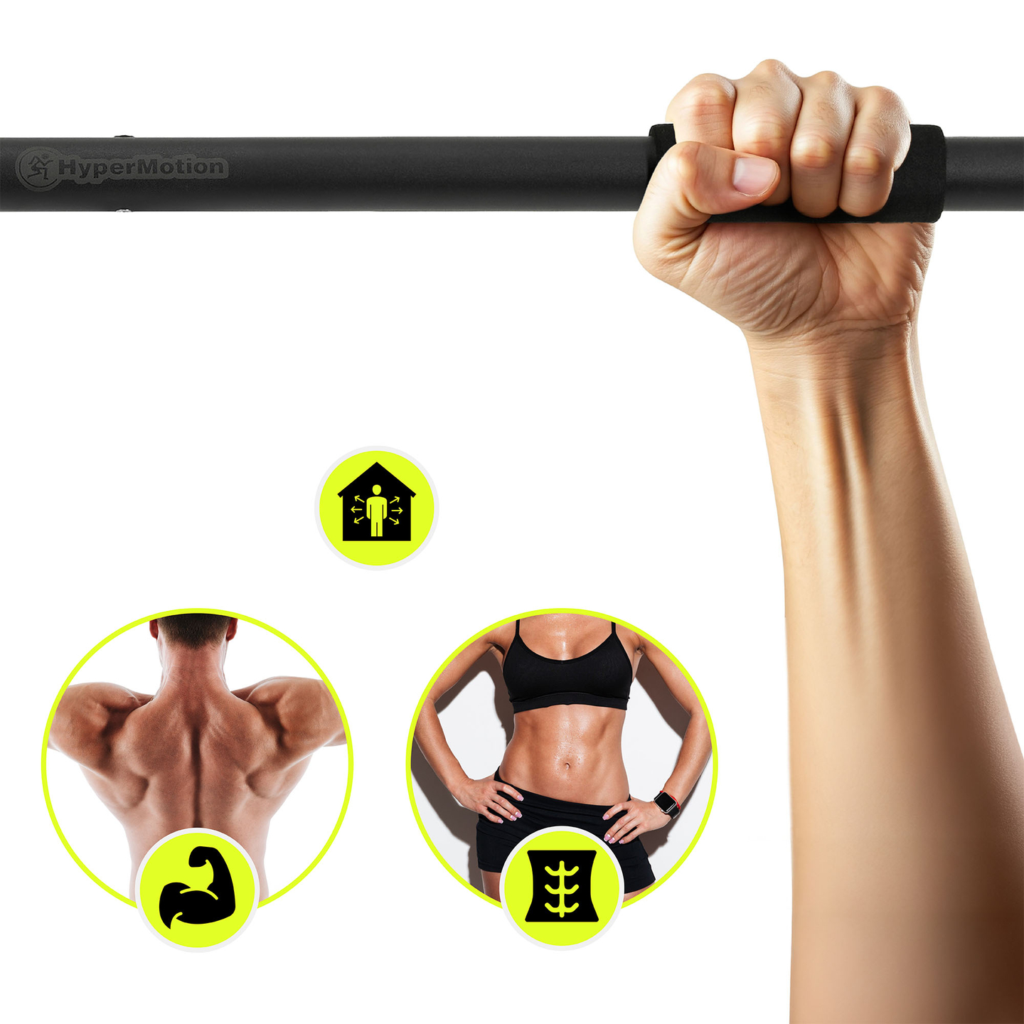 Ρυθμιζόμενη μπάρα HyperMotion 80-130 cm, 150 kg, μαύρη